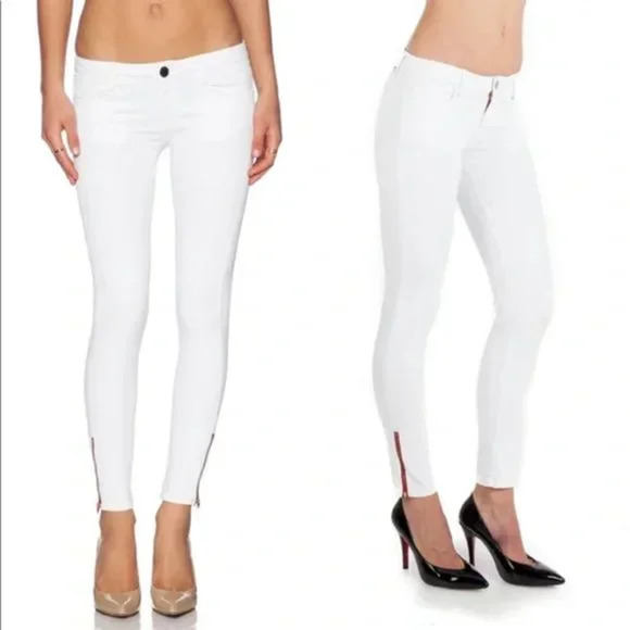 Etienne Marcel White High Rise Red Ankle Zipper Skinny Jeans Size 25 NWT $245 - Picture 1 of 13